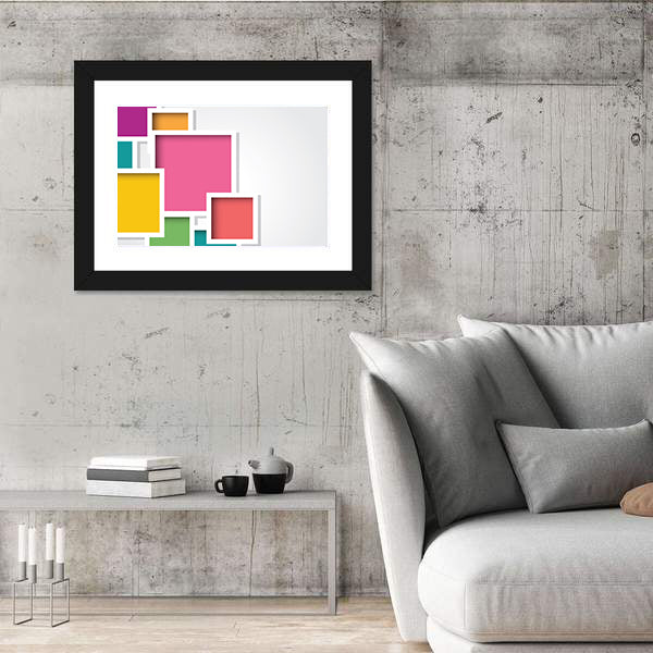 3d Layered Geometric Squares Canvas Wall Art