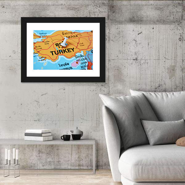 Turkey Map With Push Pin Canvas Wall Art