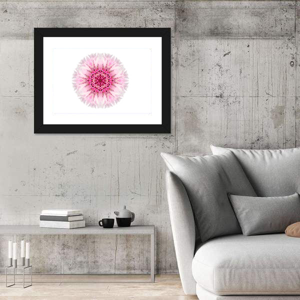 Pink Cornflower Mandala Canvas Wall Art