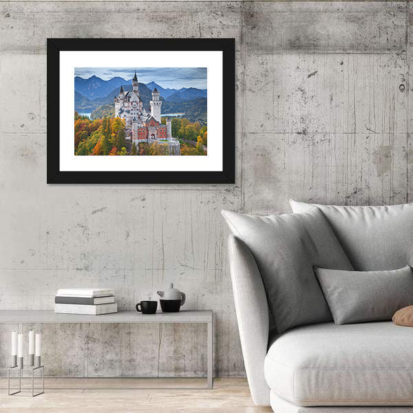 Neuschwanstein Castle with Turquoise Lake Canvas Wall Art