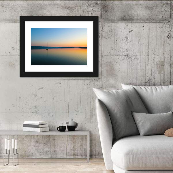 Yellow Sailboat at Sunset Canvas Wall Art