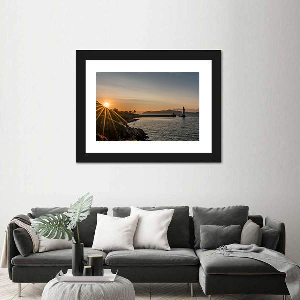 Sunset At Tobermory Lighthouse Scotland Canvas Wall Art