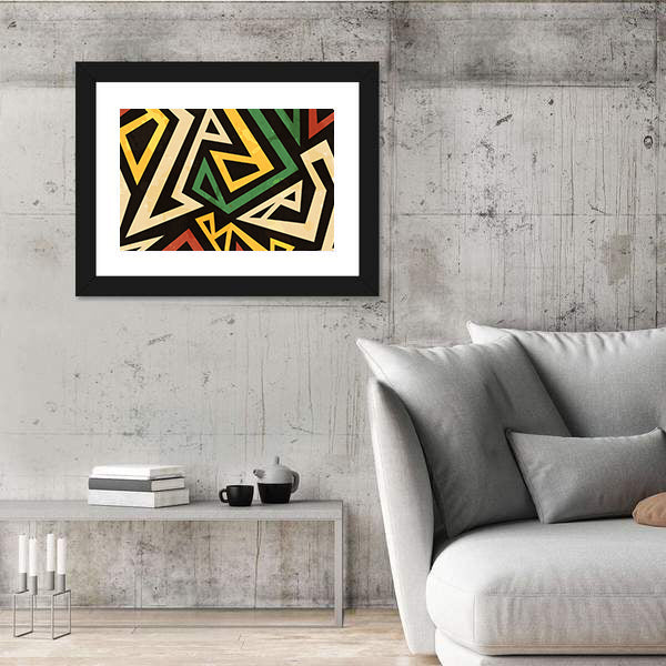 African Geometric Seamless Pattern Canvas Wall Art