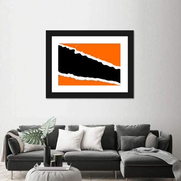 Torn Paper Abstract with Orange Fields Canvas Wall Art