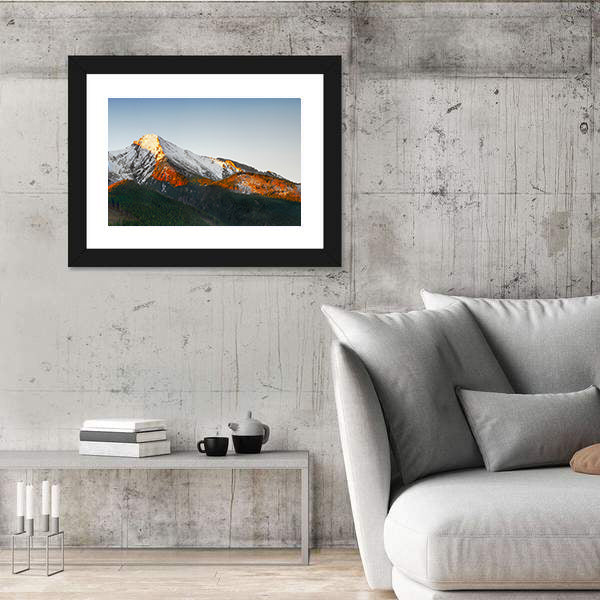 Snow Capped Peaks At Sunrise Canvas Wall Art