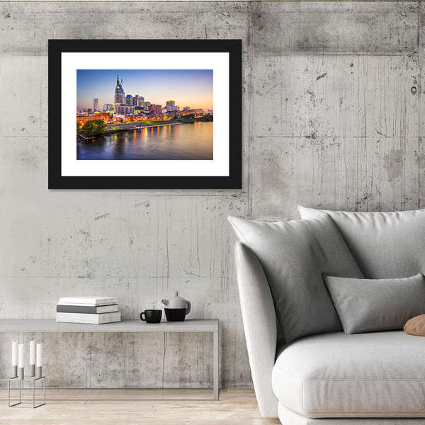 Nashville Skyline on the Cumberland River Canvas Wall Art