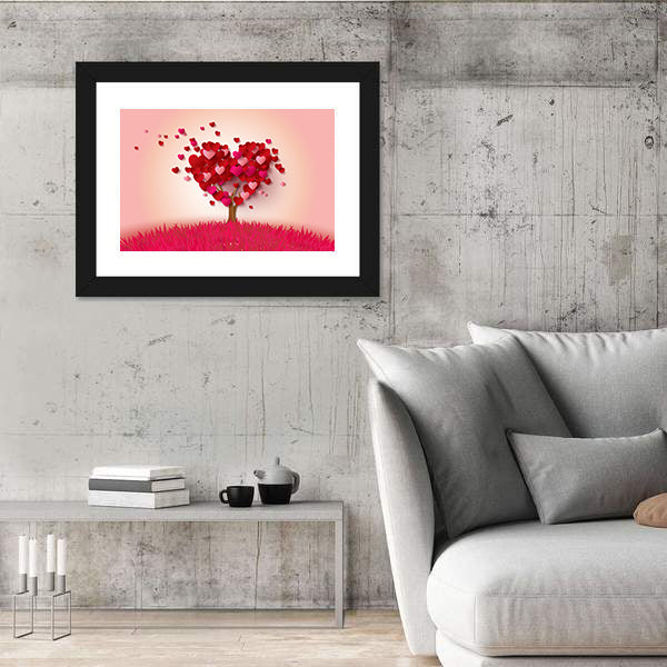 Love Tree With Heart Leaves Canvas Wall Art