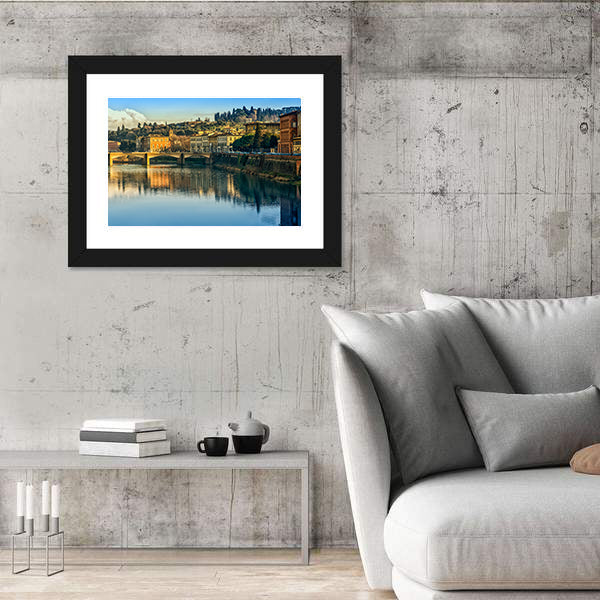 Arno River Reflection in Firenze Canvas Wall Art