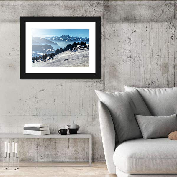Winter Mountain Ski Slope Canvas Wall Art