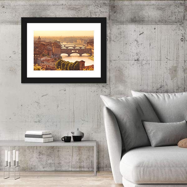 View To Bridge Ponte Vecchio In Florence Italy Canvas Wall Art