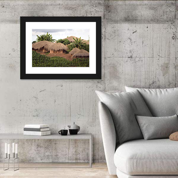 Thatched Huts In Small Village In Rural Malawi Africa Canvas Wall Art
