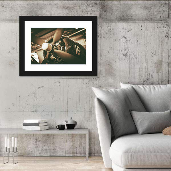Vintage Military Aircraft Propeller Closeup Canvas Wall Art