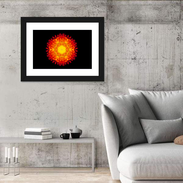 Red Flower Mandala Canvas Wall Art