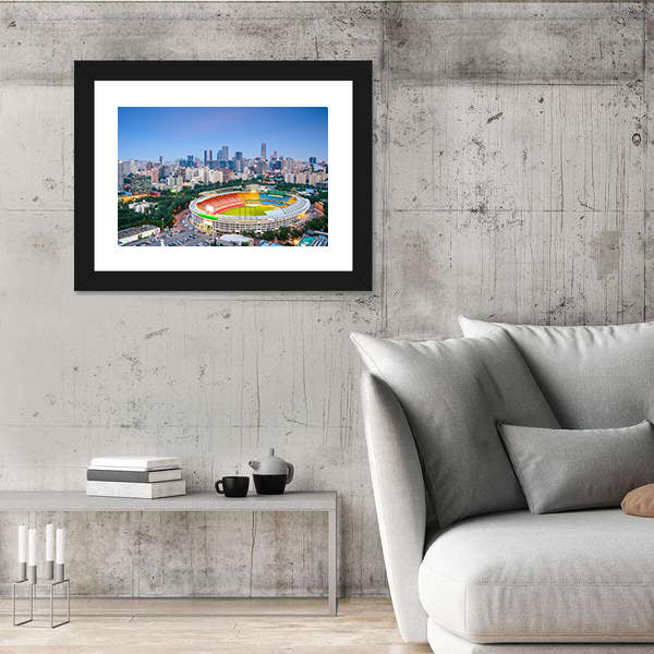 Stadium In Beijing Cityscape Canvas Wall Art