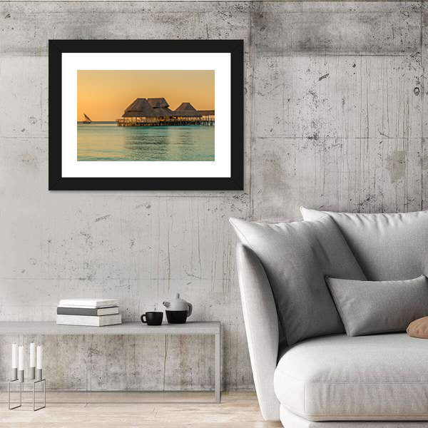 Bar On Water At Sunset In Zanzibar Tanzania Canvas Wall Art