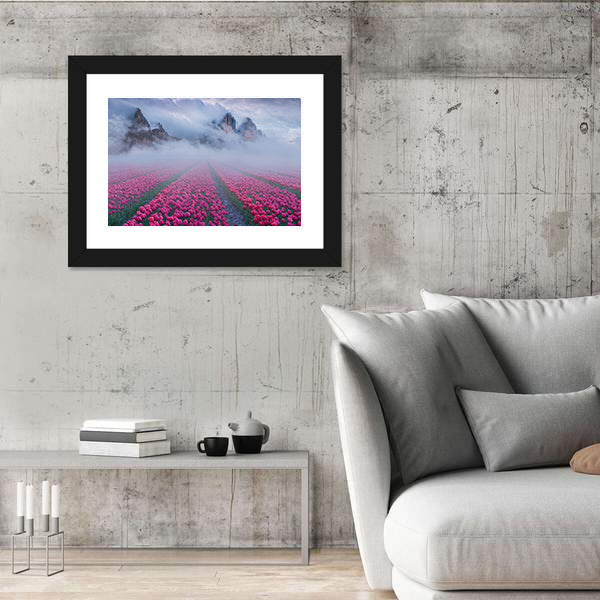 Fantastic Spring Landscape With Tulip Fields Canvas Wall Art