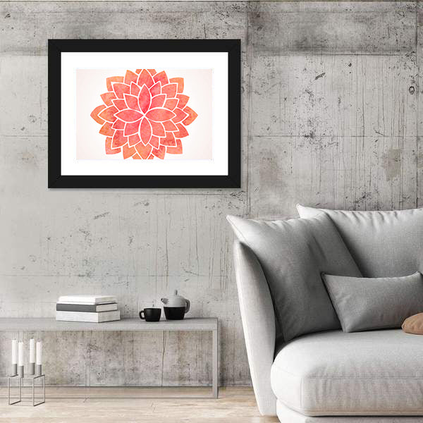 Red Lotus Mandala Canvas Wall Art