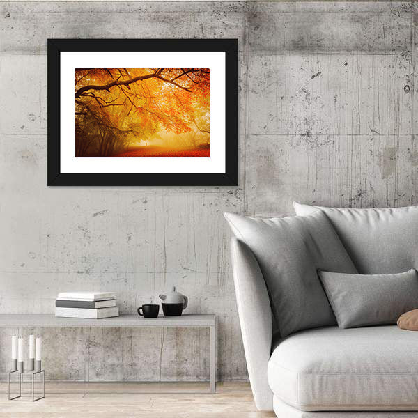 Seasonal Forest Fall Walk Canvas Wall Art