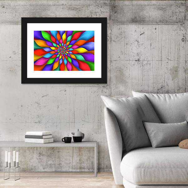 Rainbow Petal Spiral Abstract Canvas Wall Art