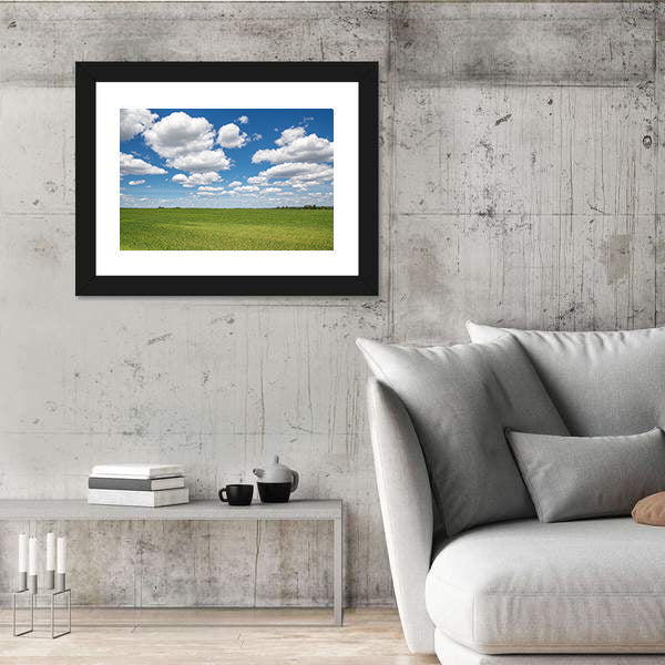Blue Sky Over Green Field Canvas Wall Art