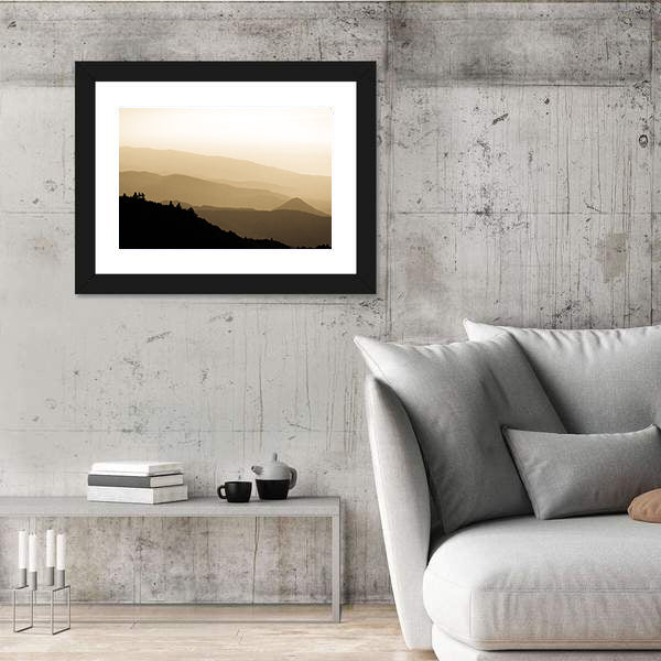 Sunset Over Foggy Mountains In Turkey Canvas Wall Art