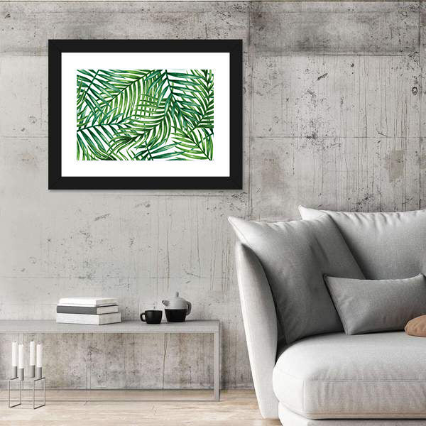 Watercolor Tropical Palm Leaves Canvas Wall Art