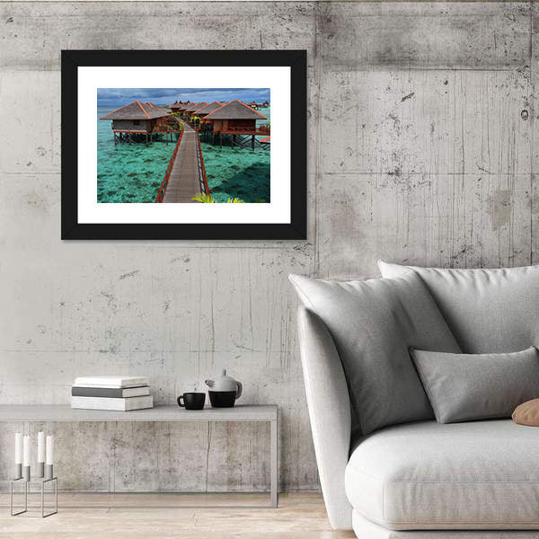 Mabul Island Overwater Bungalows Canvas Wall Art