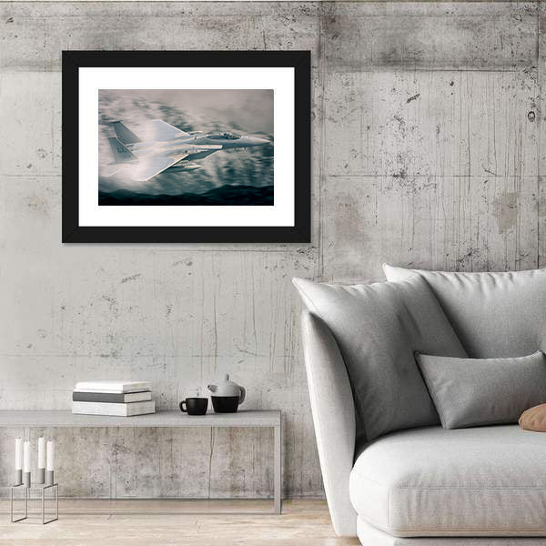F15 Military Fighter Jet Flying Canvas Wall Art