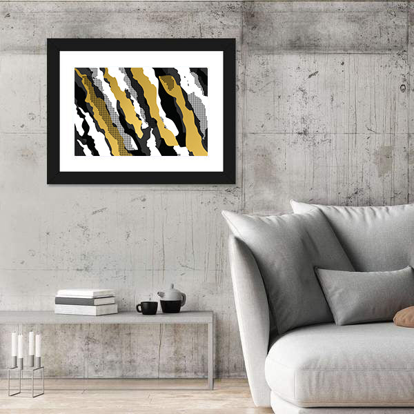 Golden Abstract Camouflage Pattern Canvas Wall Art