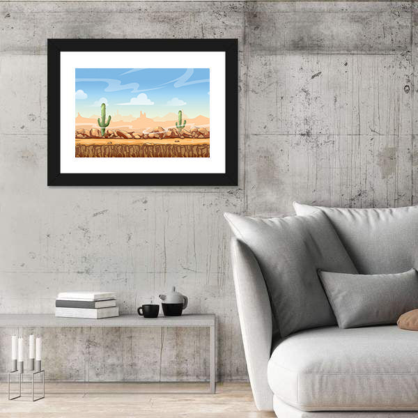 Wild West Desert Game Concept Canvas Wall Art