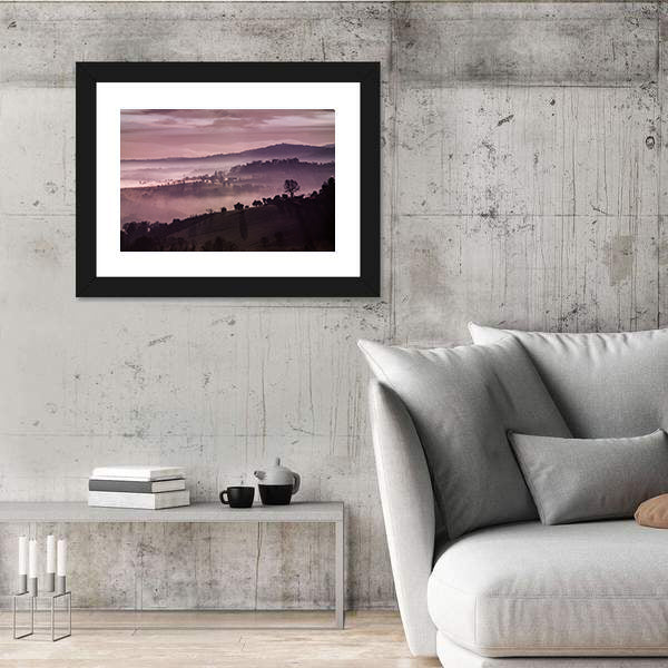 Purple Misty Hills at Dawn Canvas Wall Art