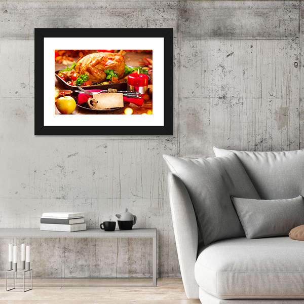 Thanksgiving Dinner Table Canvas Wall Art