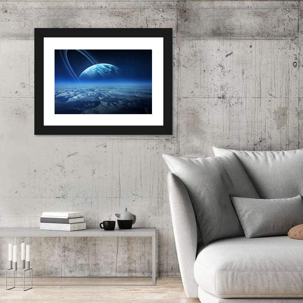 View of Uranus from Titania Canvas Wall Art