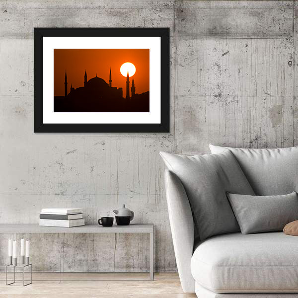 Silhouette Of Suleymaniye Mosque At Sunset In Istanbul Canvas Wall Art