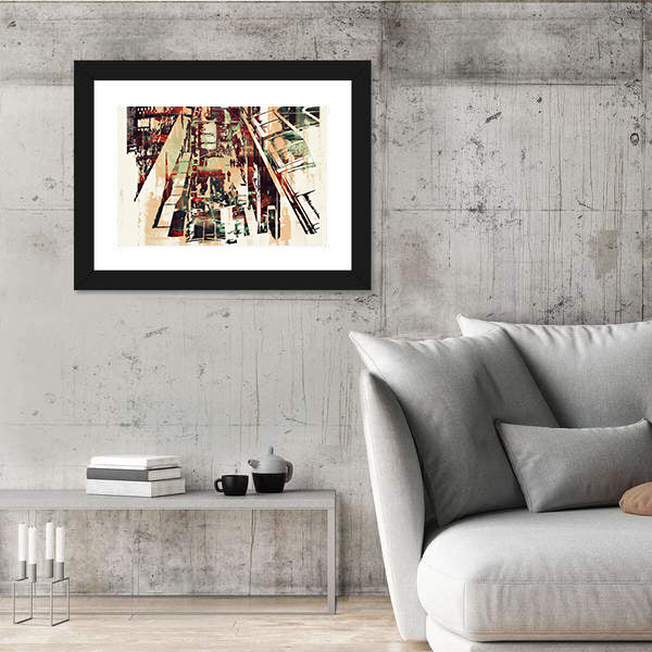 Crowded Urban Cityscape Canvas Wall Art