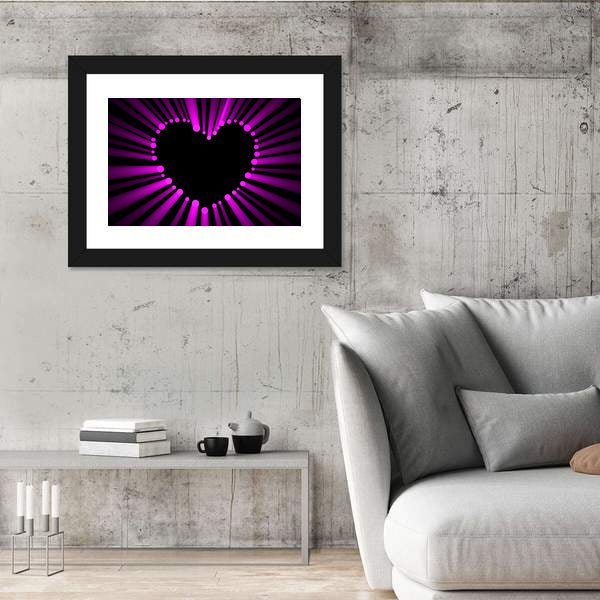 Magenta Heart with Radial Light Rays Canvas Wall Art