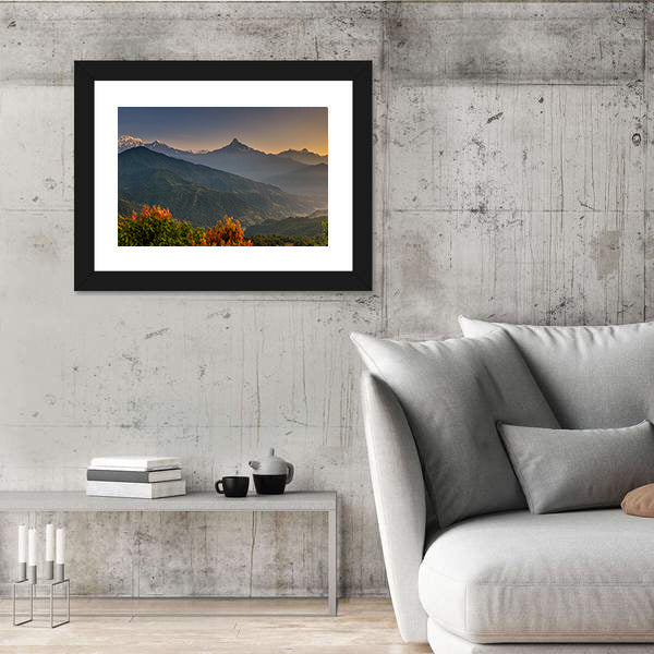 Sunrise Over Himalaya Mountains Near Pokhara Nepal Canvas Wall Art
