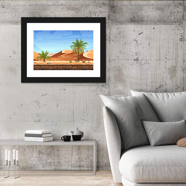 Desert Side-scrolling Game Scene Canvas Wall Art