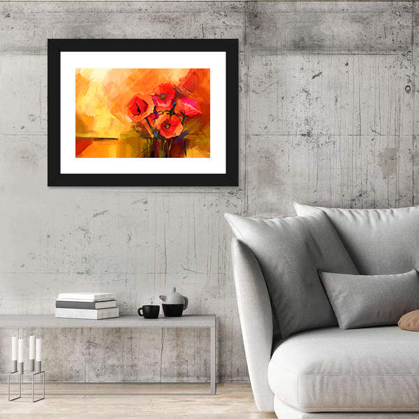 Abstract Red Poppy Bouquet Canvas Wall Art