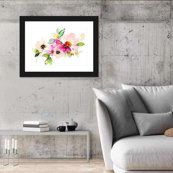 Delicate Watercolor Floral Bouquet Canvas Wall Art