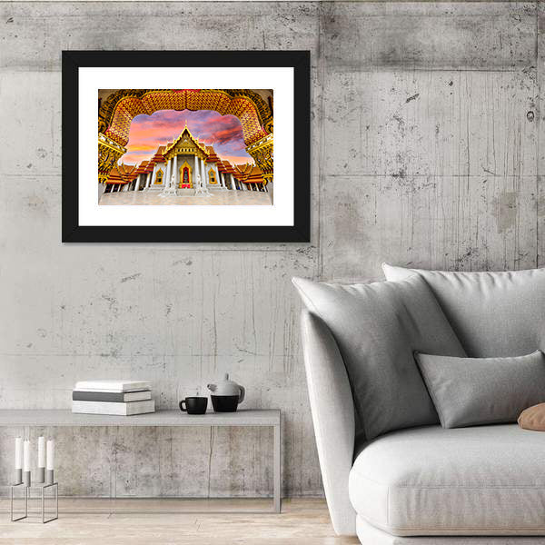 Marble Temple Of Bangkok In Thailand Canvas Wall Art