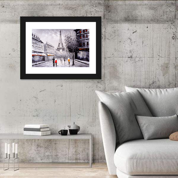 Paris Street Leading to the Eiffel Tower Canvas Wall Art