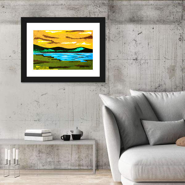 Sunset Lake Meadow Canvas Wall Art