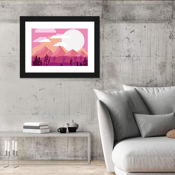 Desert Sunset with Saguaro Silhouettes Canvas Wall Art