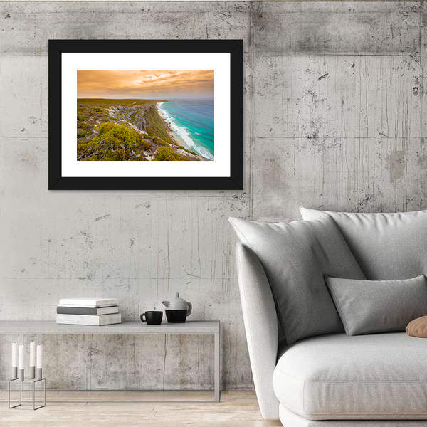 Kangaroo Island Cliffs and Turquoise Sea at Sunset Canvas Wall Art