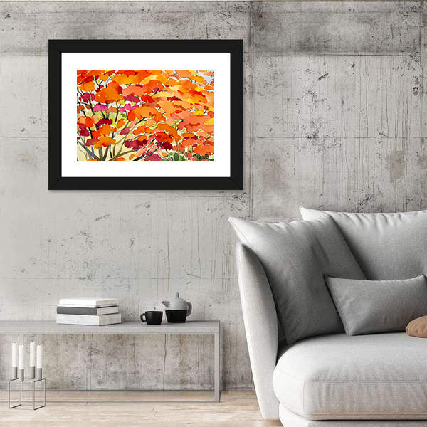 Peacock Flowers Watercolor Abstract Canvas Wall Art