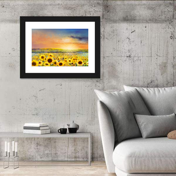 Sunflowers In Warm Sunlight Canvas Wall Art