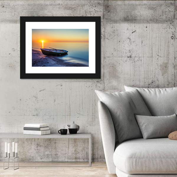 Sunset Rowboat Seascape Canvas Wall Art