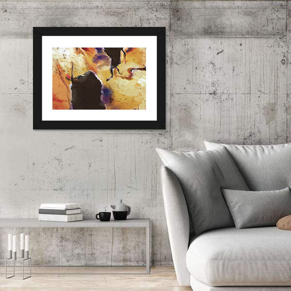 Textured Orange Abstract with Dark Central Void Canvas Wall Art