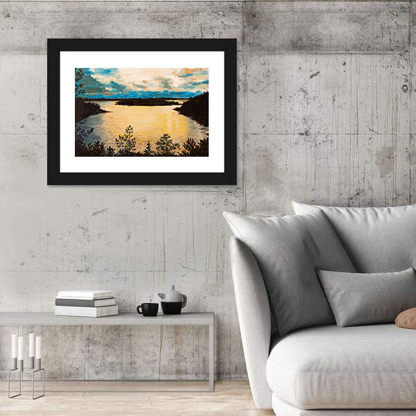Sunset On The Lake Canvas Wall Art